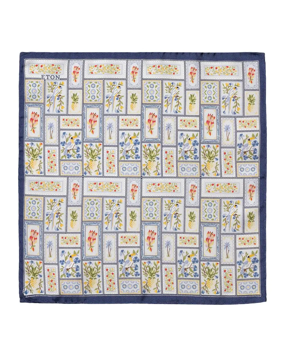 Eton Men's Patchwork Panama Silk Pocket Square | Thumbnail 3 Eton Men's Patchwork Panama Silk Pocket Square | Thumbnail 3