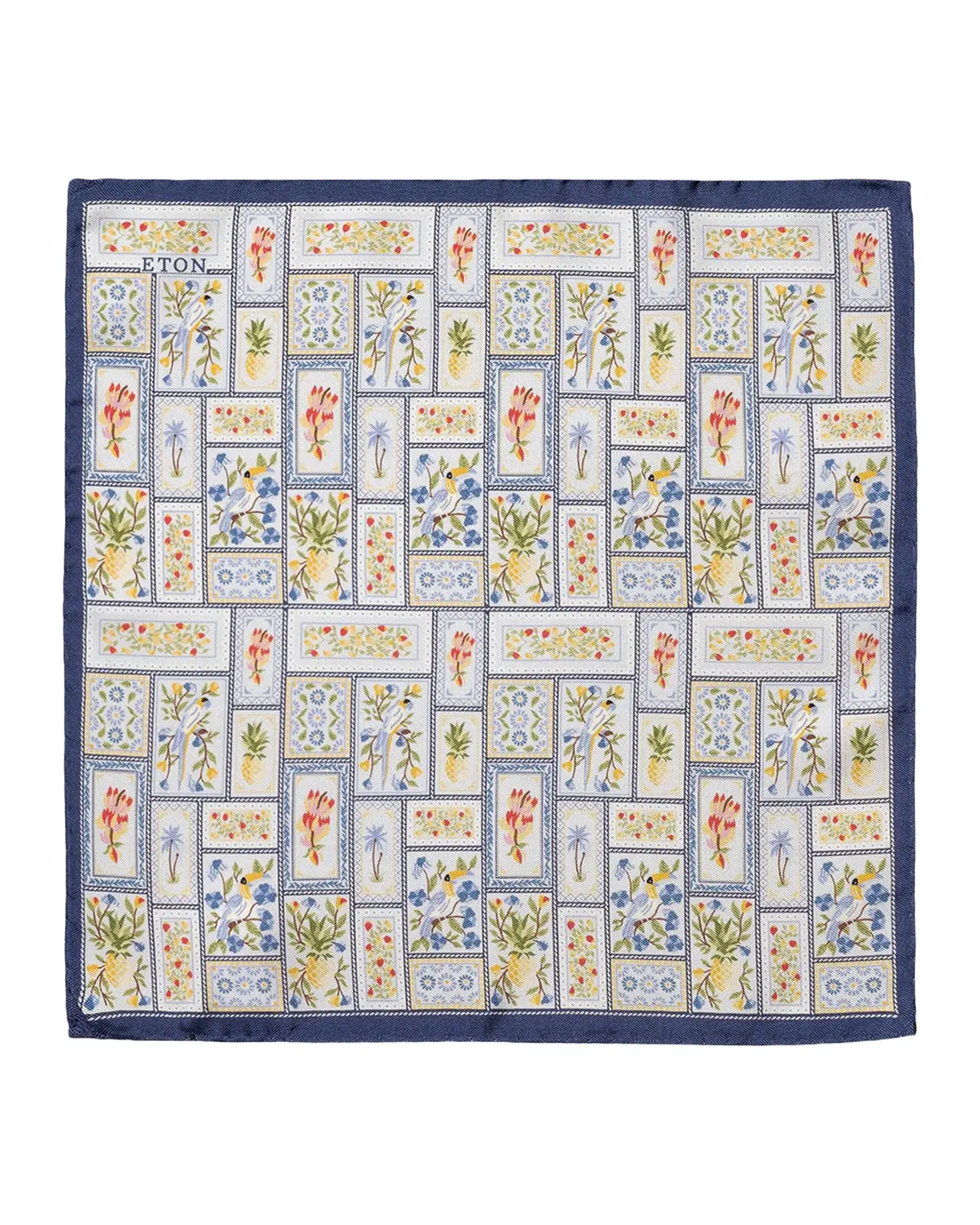 Eton Men's Patchwork Panama Silk Pocket Square