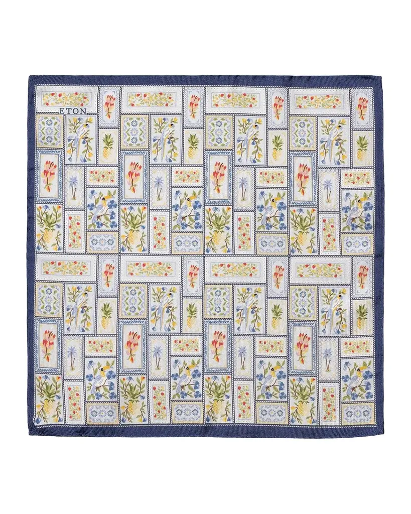 Eton Men's Patchwork Panama Silk Pocket Square | Image 1 Eton Men's Patchwork Panama Silk Pocket Square | Image 1