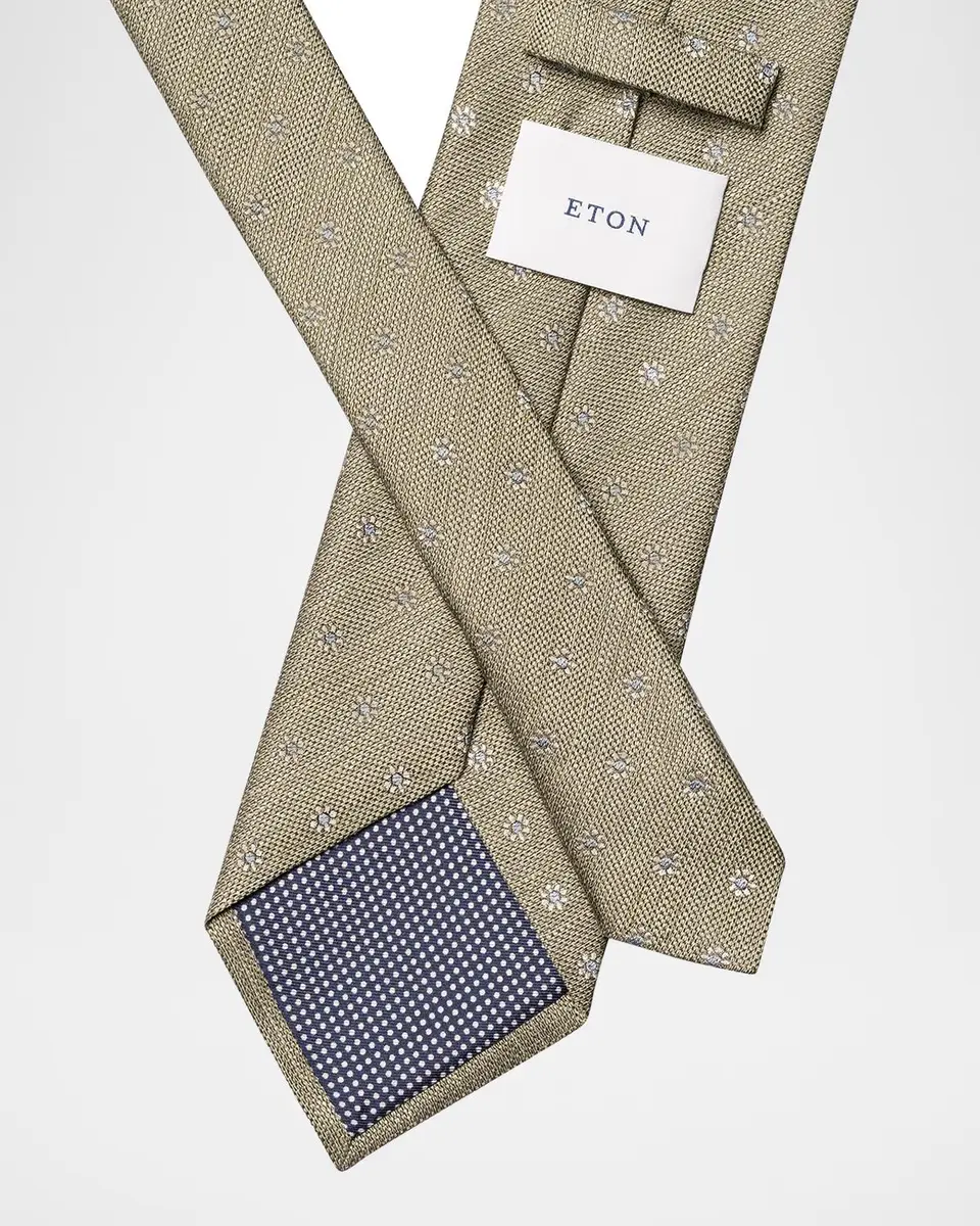 Eton Men's Woven Floral Silk and Linen Tie | Thumbnail 2 Eton Men's Woven Floral Silk and Linen Tie | Thumbnail 2
