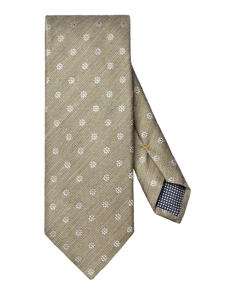 Men's Woven Floral Silk and Linen Tie