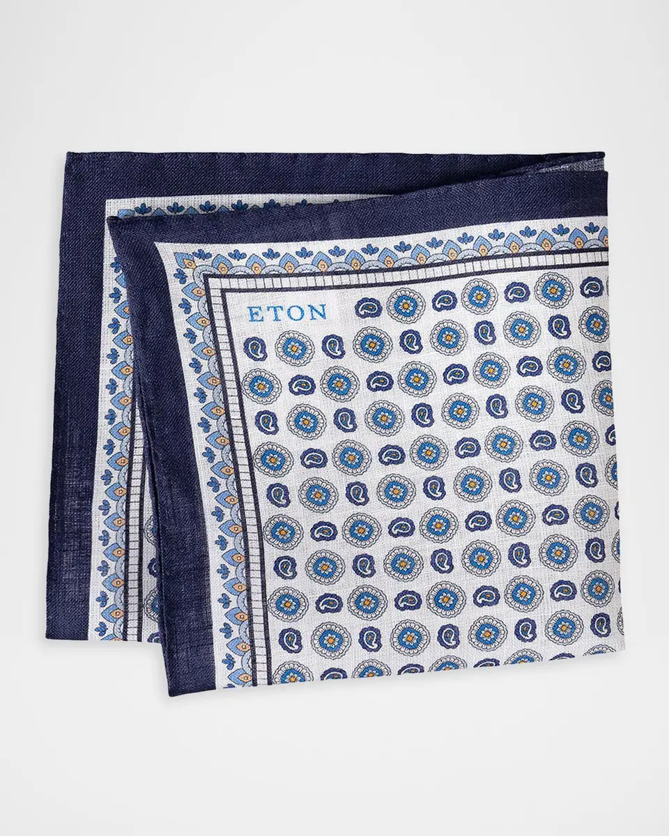 Eton Men's Geometric Paisley Linen Pocket Square | Thumbnail 2 Eton Men's Geometric Paisley Linen Pocket Square | Thumbnail 2