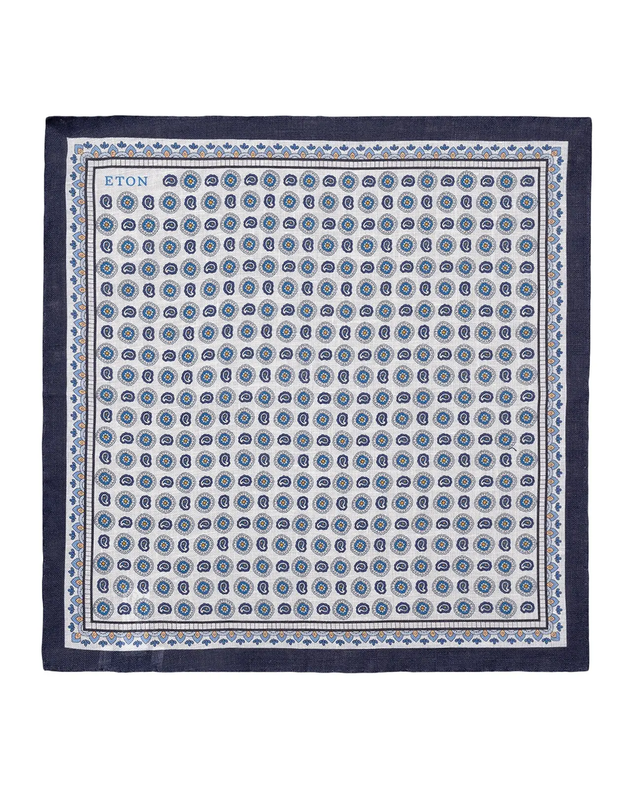 Men's Geometric Paisley Linen Pocket Square