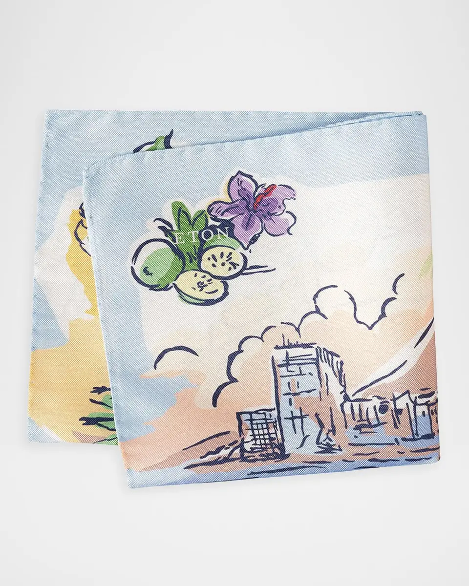 Eton Men's Painting Silk Pocket Square | Thumbnail 2 Eton Men's Painting Silk Pocket Square | Thumbnail 2