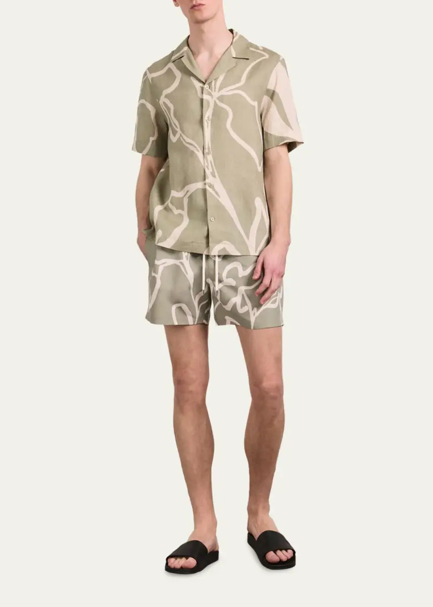 Frescobol Carioca Men's Maxi-Foliage Print Nylon Swim Trunks | Thumbnail 2 Frescobol Carioca Men's Maxi-Foliage Print Nylon Swim Trunks | Thumbnail 2