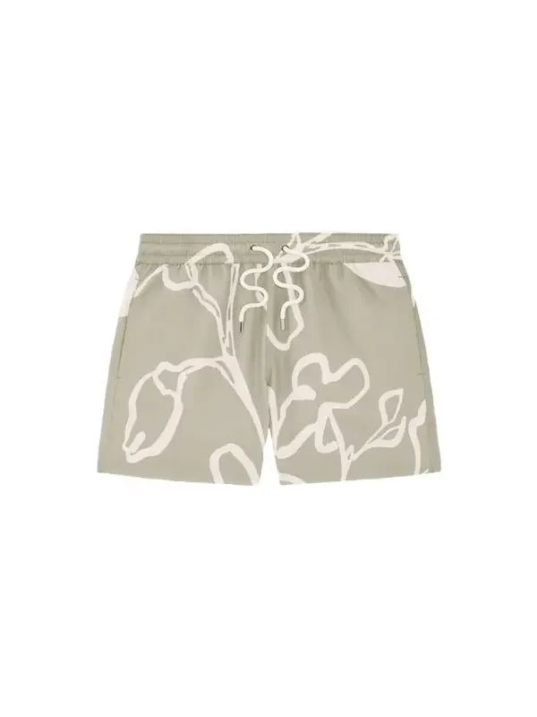 Men's Maxi-Foliage Print Nylon Swim Trunks