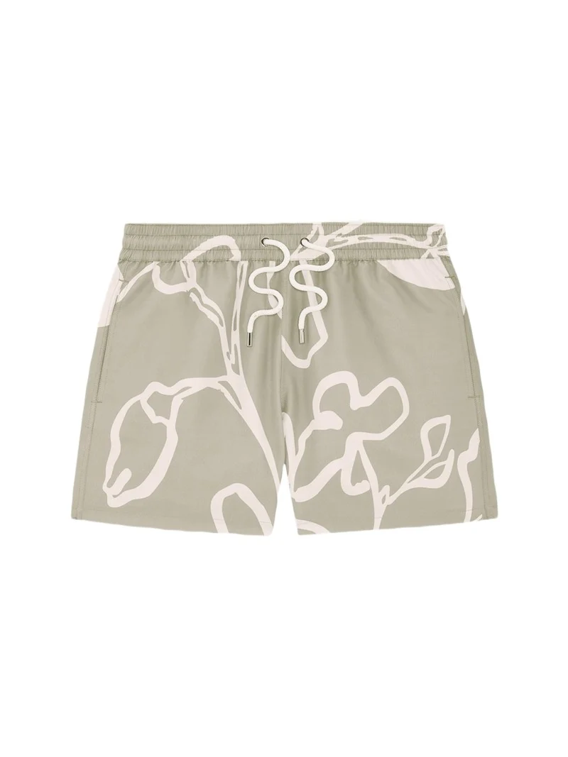 Frescobol Carioca Men's Maxi-Foliage Print Nylon Swim Trunks