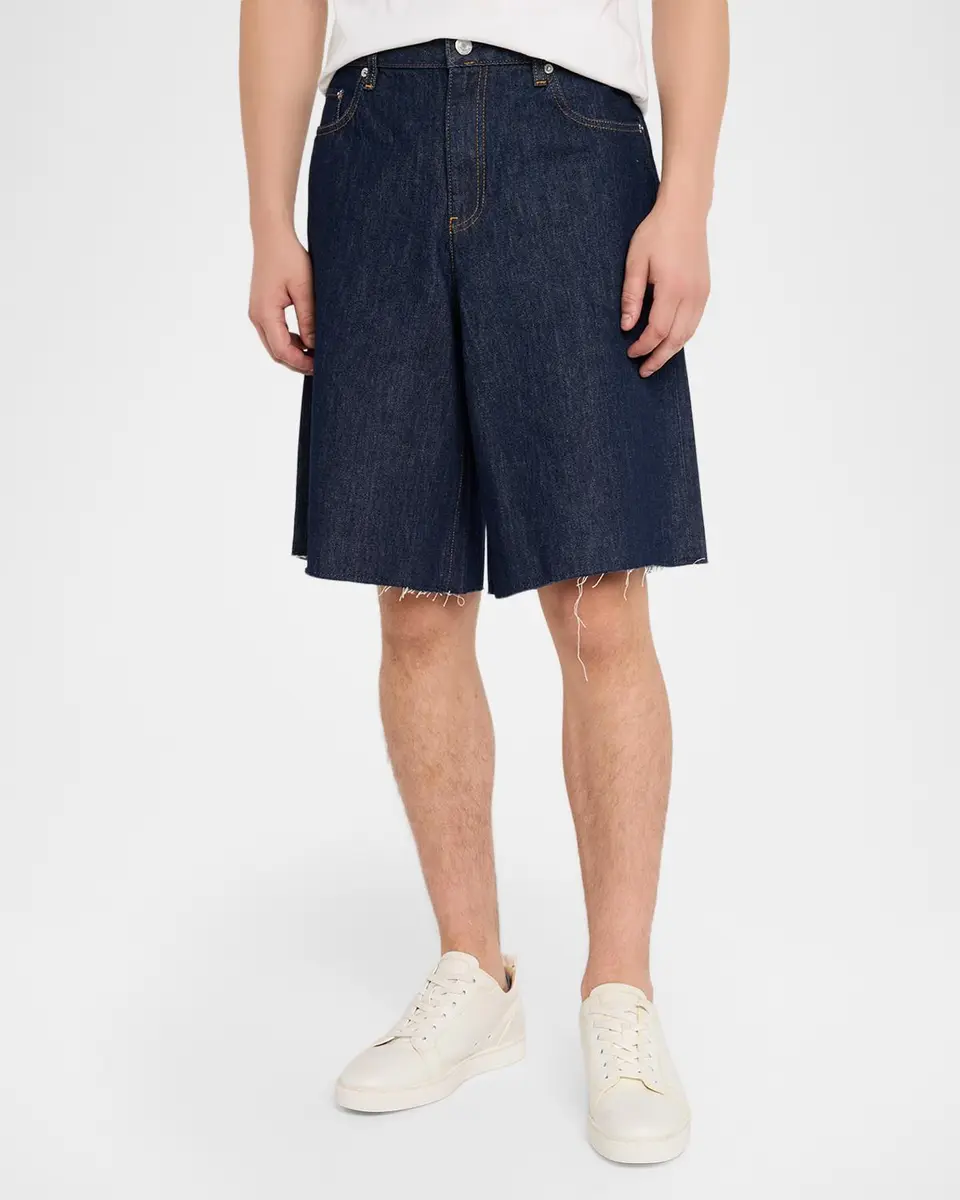 Helmut Lang Men's Frayed-Hem Jean Shorts | Thumbnail 4 Helmut Lang Men's Frayed-Hem Jean Shorts | Thumbnail 4
