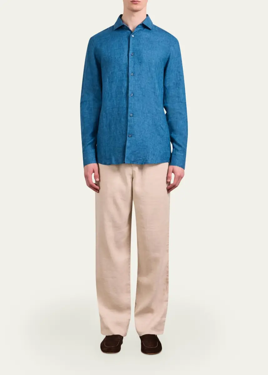 Frescobol Carioca Men's Antonio Linen Button-Down Shirt | Thumbnail 2 Frescobol Carioca Men's Antonio Linen Button-Down Shirt | Thumbnail 2