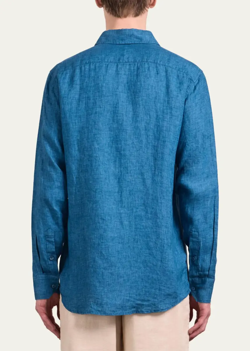 Frescobol Carioca Men's Antonio Linen Button-Down Shirt | Thumbnail 3 Frescobol Carioca Men's Antonio Linen Button-Down Shirt | Thumbnail 3