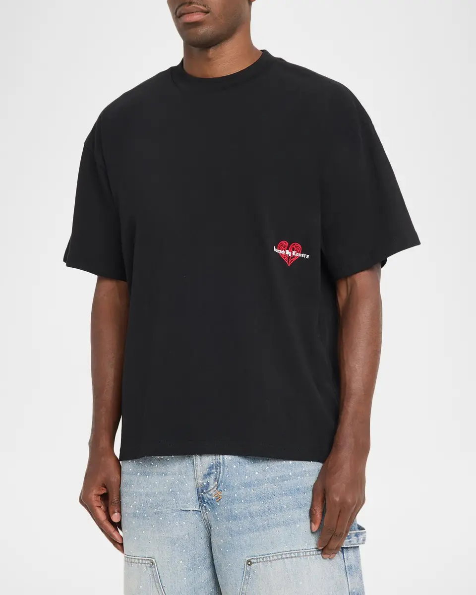 Ksubi Men's Hbl Cotton Embroidered Heart Crewneck T-Shirt | Thumbnail 4 Ksubi Men's Hbl Cotton Embroidered Heart Crewneck T-Shirt | Thumbnail 4