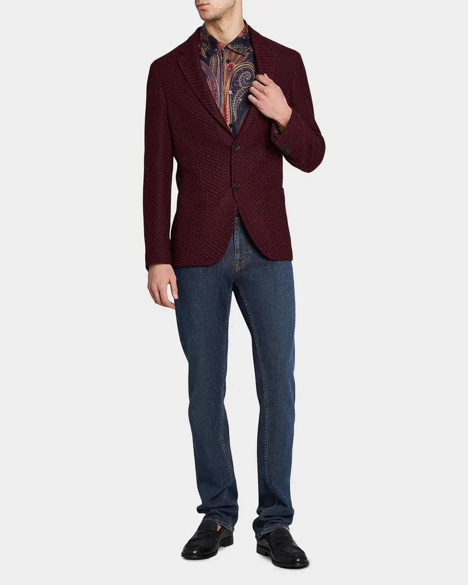 Etro Men's Wool Jersey Jacquard Single-Breasted Sport Coat | Thumbnail 2 Etro Men's Wool Jersey Jacquard Single-Breasted Sport Coat | Thumbnail 2