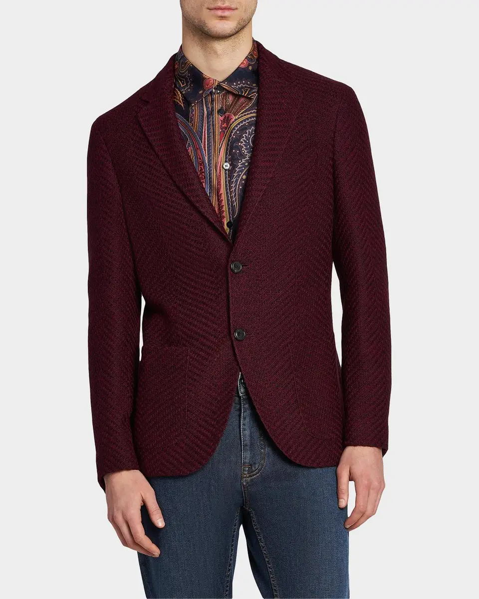 Etro Men's Wool Jersey Jacquard Single-Breasted Sport Coat | Thumbnail 4 Etro Men's Wool Jersey Jacquard Single-Breasted Sport Coat | Thumbnail 4