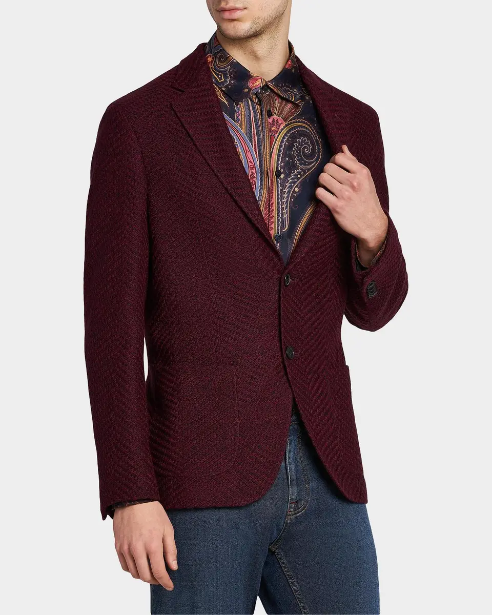 Etro Men's Wool Jersey Jacquard Single-Breasted Sport Coat | Thumbnail 6 Etro Men's Wool Jersey Jacquard Single-Breasted Sport Coat | Thumbnail 6
