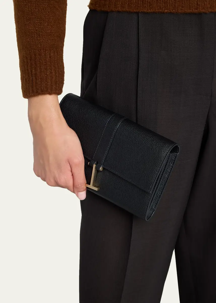 Tom Ford Hanging T Grain Leather Wallet on Strap | Thumbnail 2