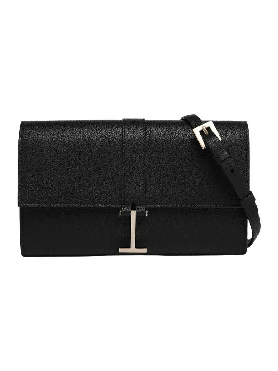 Hanging T Grain Leather Wallet on Strap