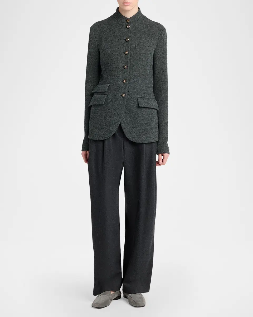 Giorgio Armani Fitted Herringbone Wool-Blend Blazer | Thumbnail 2