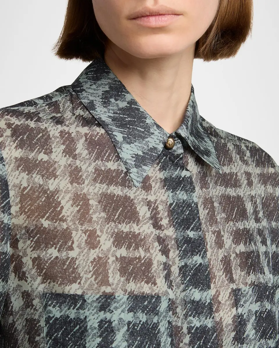 Giorgio Armani Sheer Silk Plaid Button-Front Shirt | Thumbnail 5 Giorgio Armani Sheer Silk Plaid Button-Front Shirt | Thumbnail 5