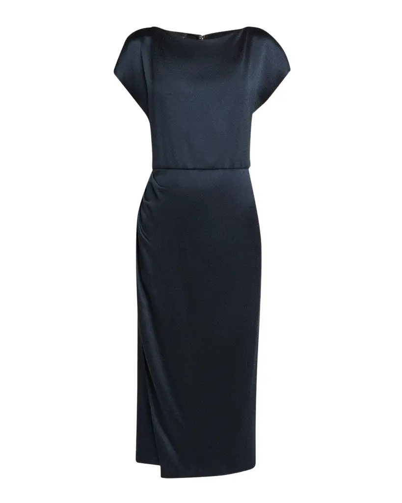 Giorgio Armani Cap-Sleeve Draped Satin Midi Dress | Image 1 Giorgio Armani Cap-Sleeve Draped Satin Midi Dress | Image 1