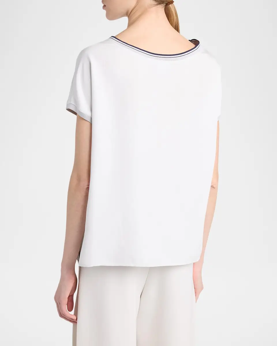Giorgio Armani Stretch Silk Short-Sleeve Top | Thumbnail 3 Giorgio Armani Stretch Silk Short-Sleeve Top | Thumbnail 3