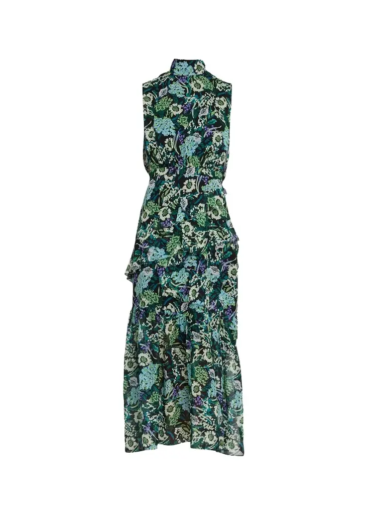 Saloni Fleur Silk Sleeveless Tiered-Ruffle Midi Dress | Image 1 Saloni Fleur Silk Sleeveless Tiered-Ruffle Midi Dress | Image 1