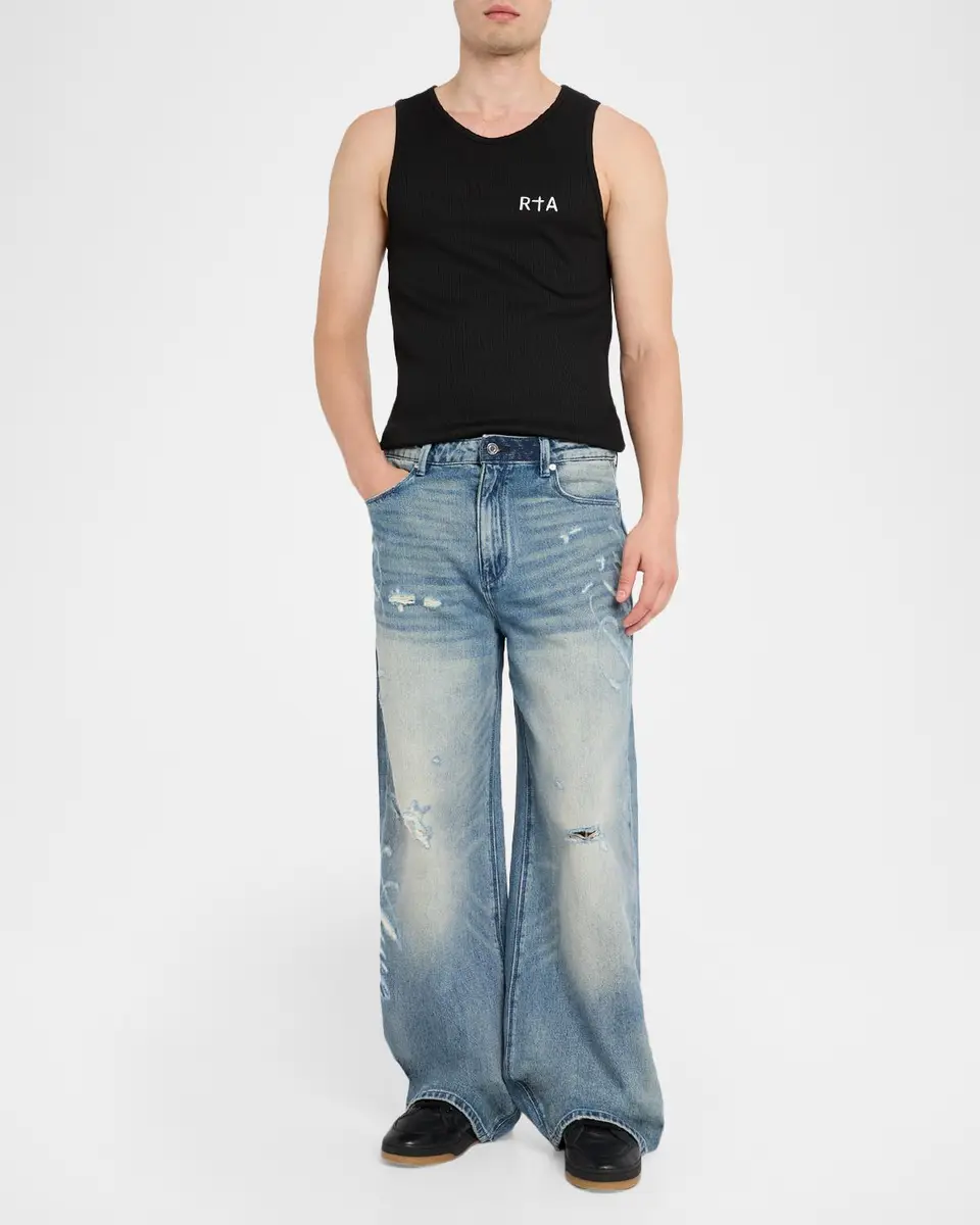 RTA Men's Franco Lasered Wide-Leg Jeans | Thumbnail 2 RTA Men's Franco Lasered Wide-Leg Jeans | Thumbnail 2