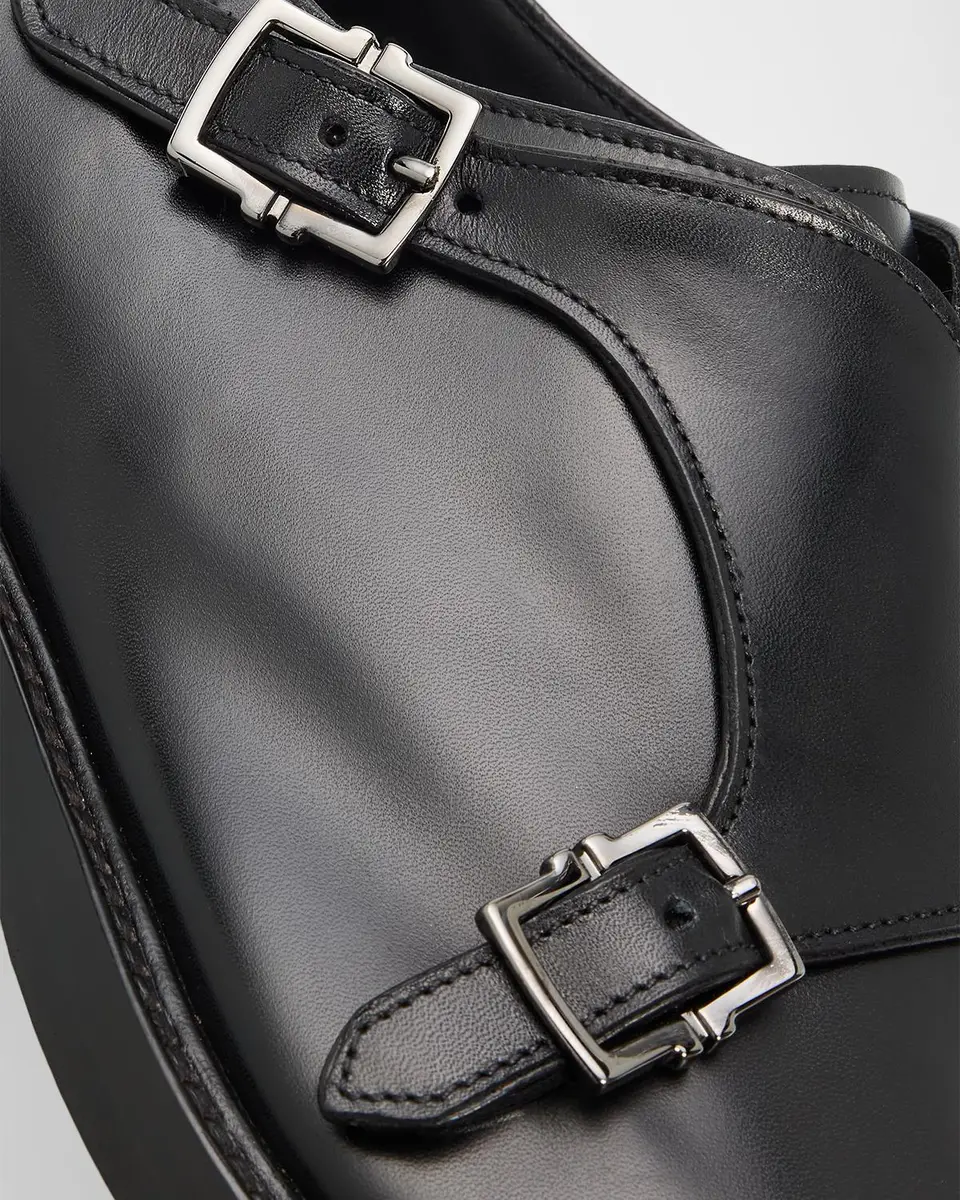 Ferragamo Men's Leather Double Monk-Strap Shoes | Thumbnail 3 Ferragamo Men's Leather Double Monk-Strap Shoes | Thumbnail 3