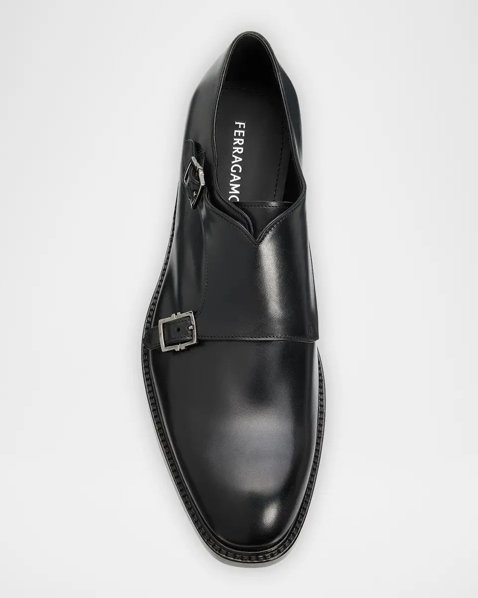 Ferragamo Men's Leather Double Monk-Strap Shoes | Thumbnail 4 Ferragamo Men's Leather Double Monk-Strap Shoes | Thumbnail 4