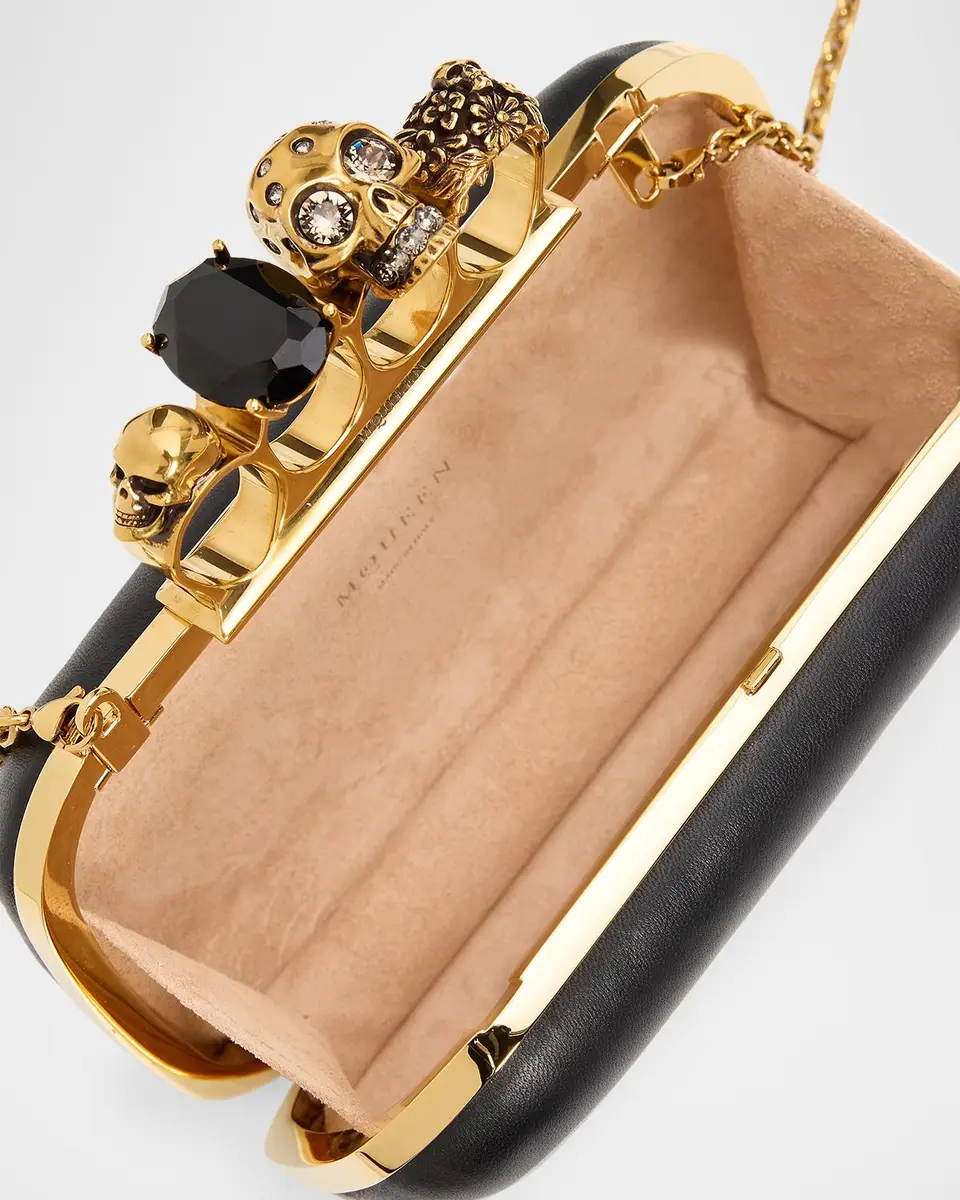 Alexander McQueen Skull Embellished Leather Box Clutch | Thumbnail 4