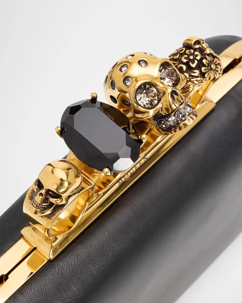 Alexander McQueen Skull Embellished Leather Box Clutch | Thumbnail 6