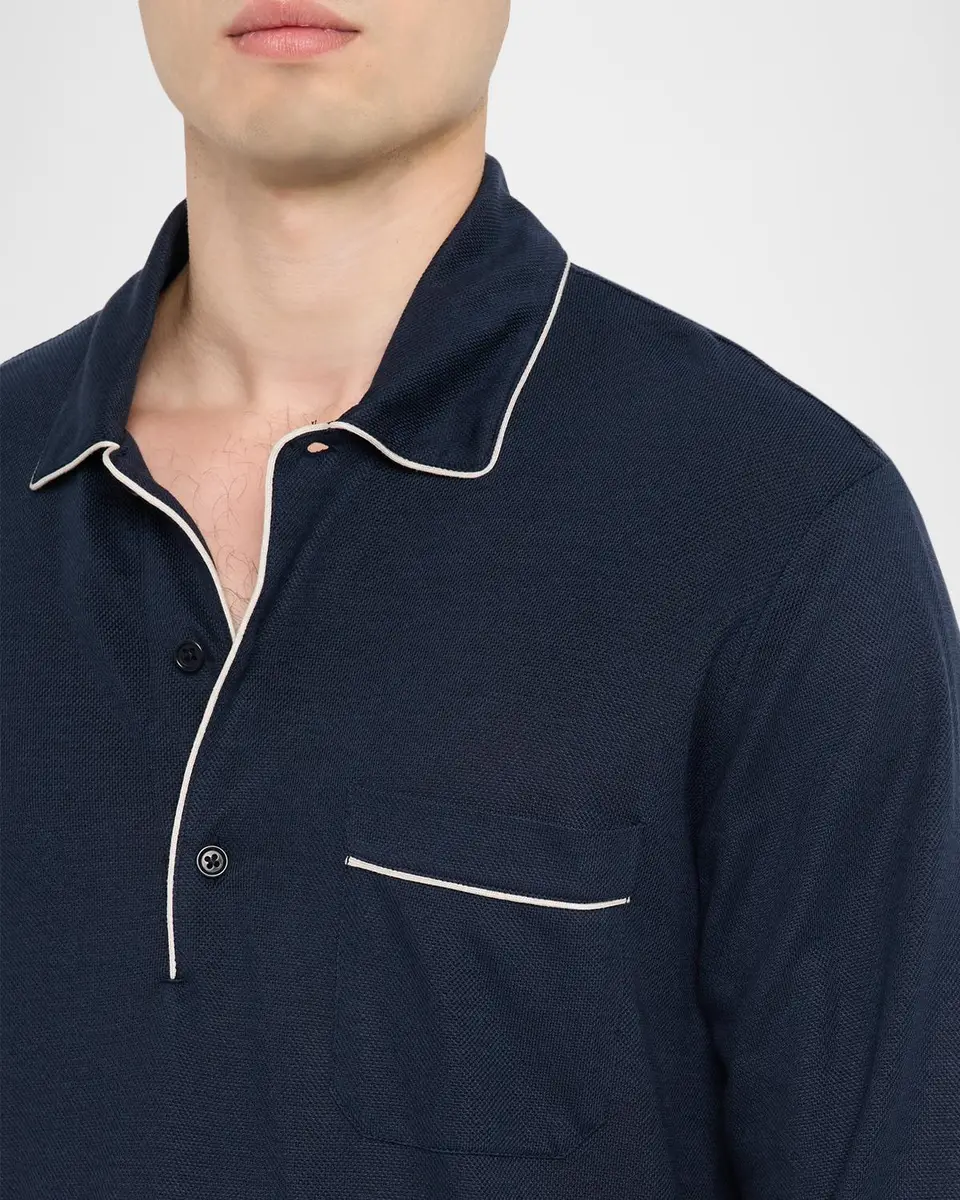 Tom Ford Men's Cotton Silk Piquet Polo Shirt | Thumbnail 5 Tom Ford Men's Cotton Silk Piquet Polo Shirt | Thumbnail 5