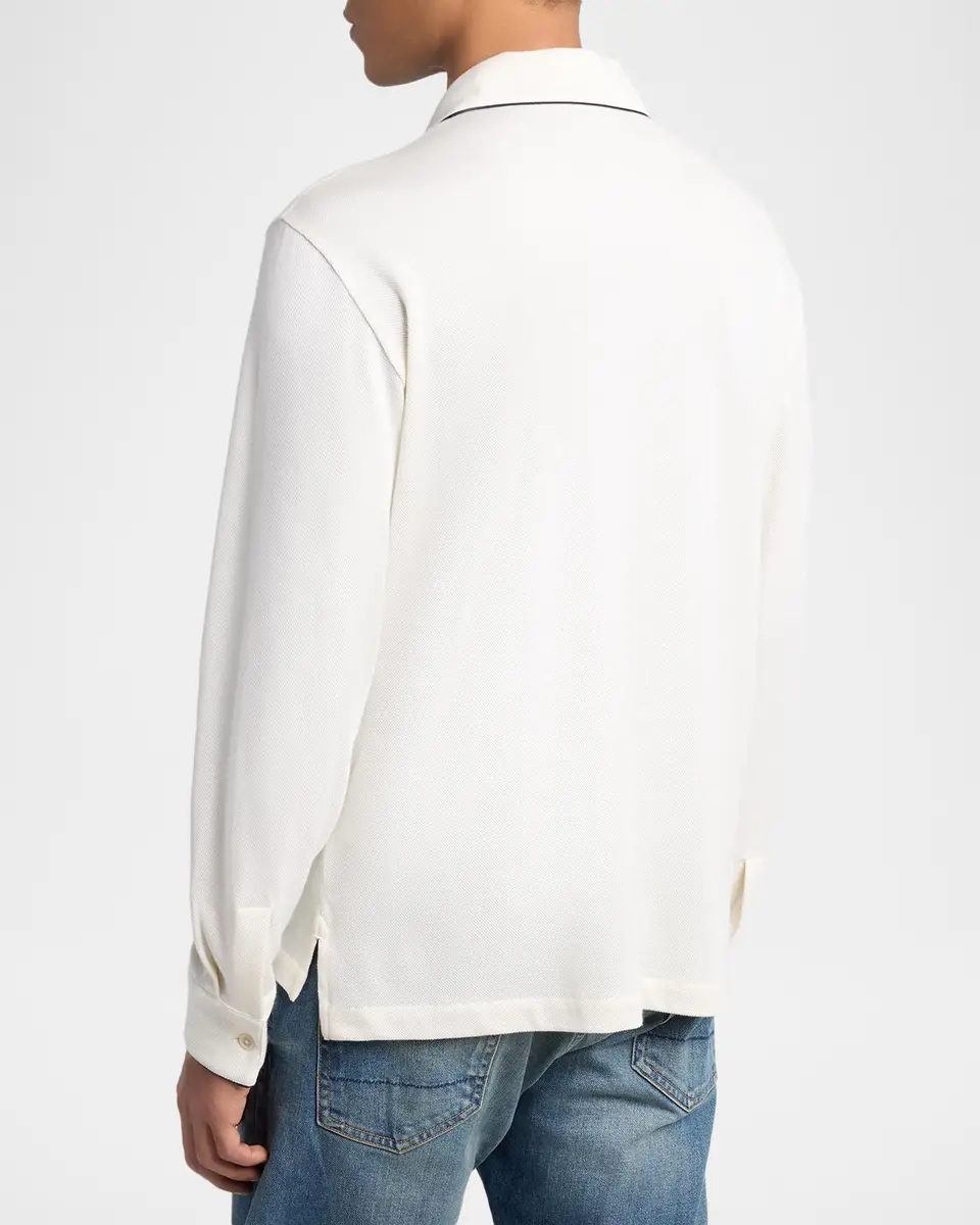 Tom Ford Men's Cotton Silk Piquet Polo Shirt | Thumbnail 3 Tom Ford Men's Cotton Silk Piquet Polo Shirt | Thumbnail 3
