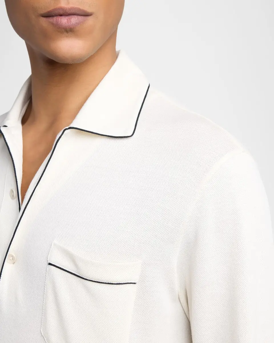 Tom Ford Men's Cotton Silk Piquet Polo Shirt | Thumbnail 5 Tom Ford Men's Cotton Silk Piquet Polo Shirt | Thumbnail 5