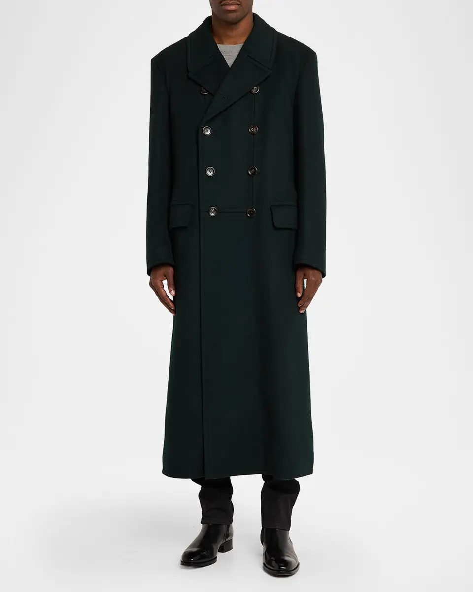 Tom Ford Men's Wool and Cashmere Melton Double-Breasted Officer Coat | Thumbnail 2 Tom Ford Men's Wool and Cashmere Melton Double-Breasted Officer Coat | Thumbnail 2