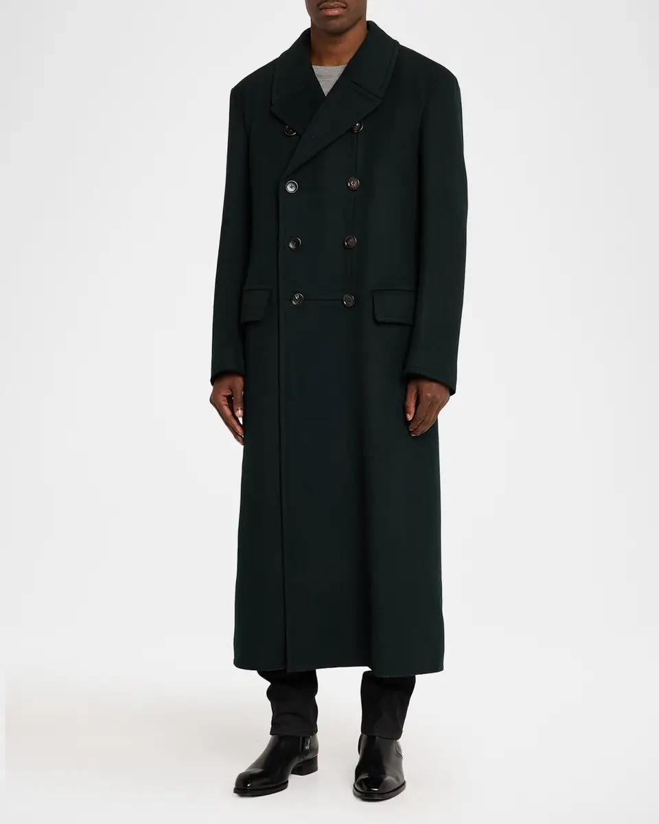 Tom Ford Men's Wool and Cashmere Melton Double-Breasted Officer Coat | Thumbnail 4 Tom Ford Men's Wool and Cashmere Melton Double-Breasted Officer Coat | Thumbnail 4