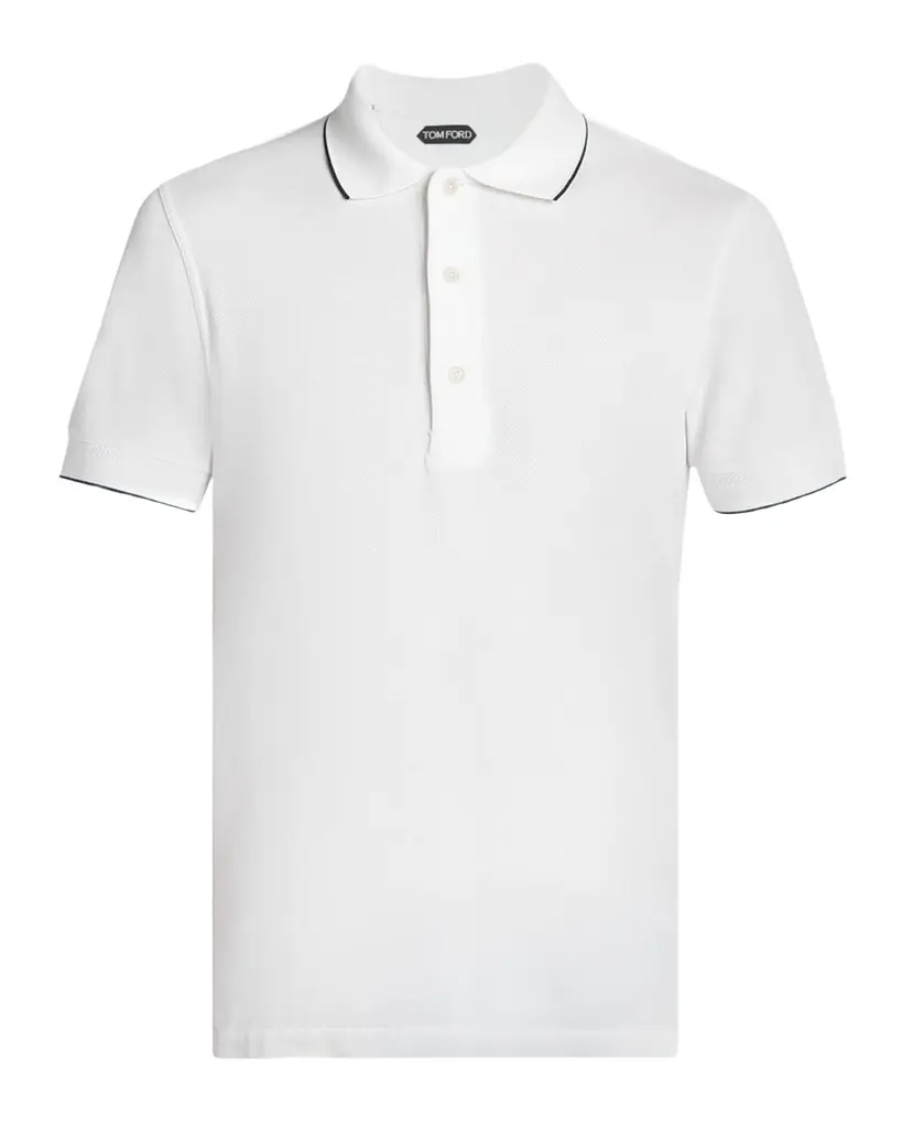Tom Ford Men's Contrast-Trim Short-Sleeve Polo Shirt | Image 1 Tom Ford Men's Contrast-Trim Short-Sleeve Polo Shirt | Image 1