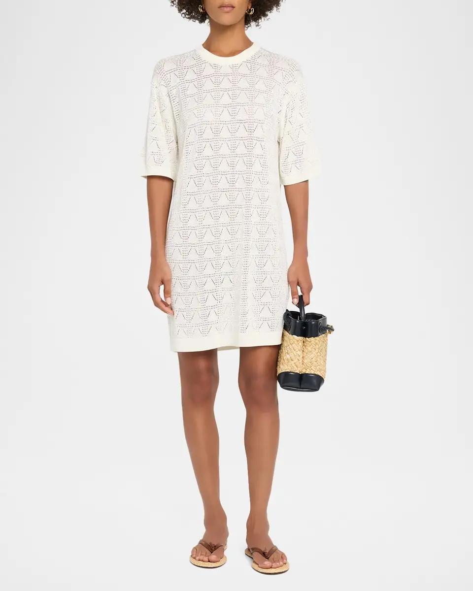 Loulou de Saison Armas Pointelle Knit Short-Sleeve T-Shirt Dress | Thumbnail 2