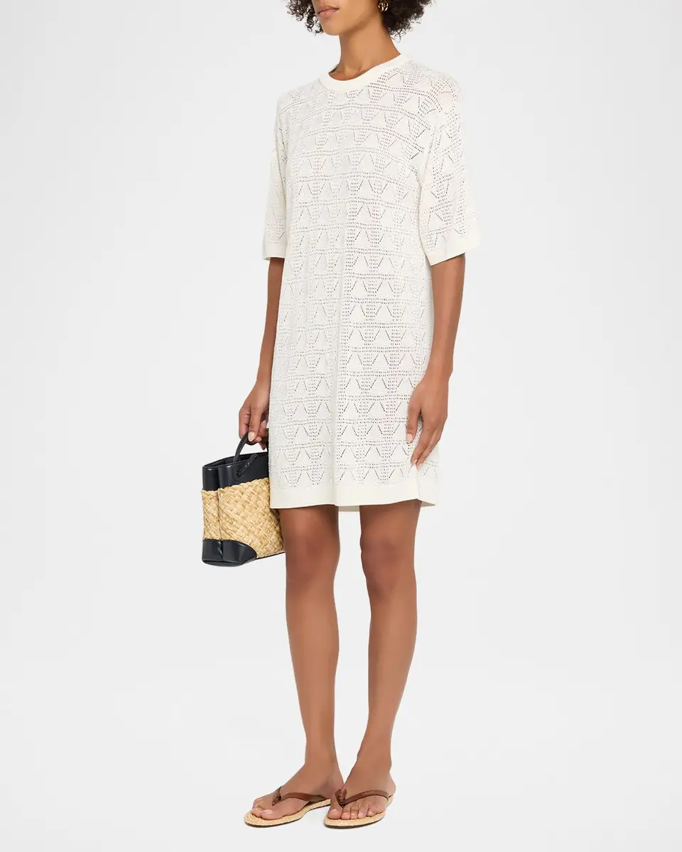 Loulou de Saison Armas Pointelle Knit Short-Sleeve T-Shirt Dress | Thumbnail 4