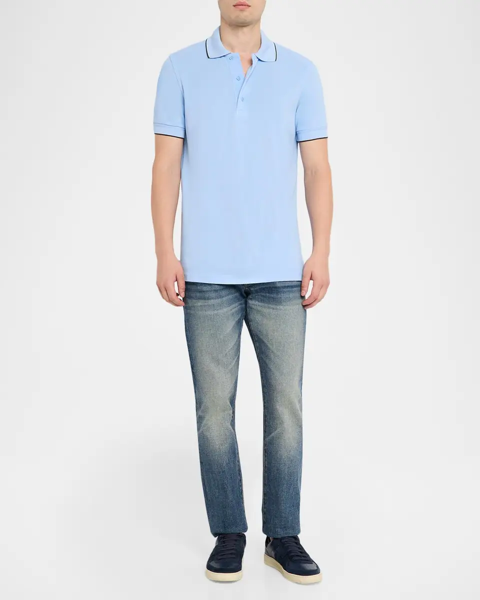 Tom Ford Men's Contrast-Trim Short-Sleeve Polo Shirt | Thumbnail 2