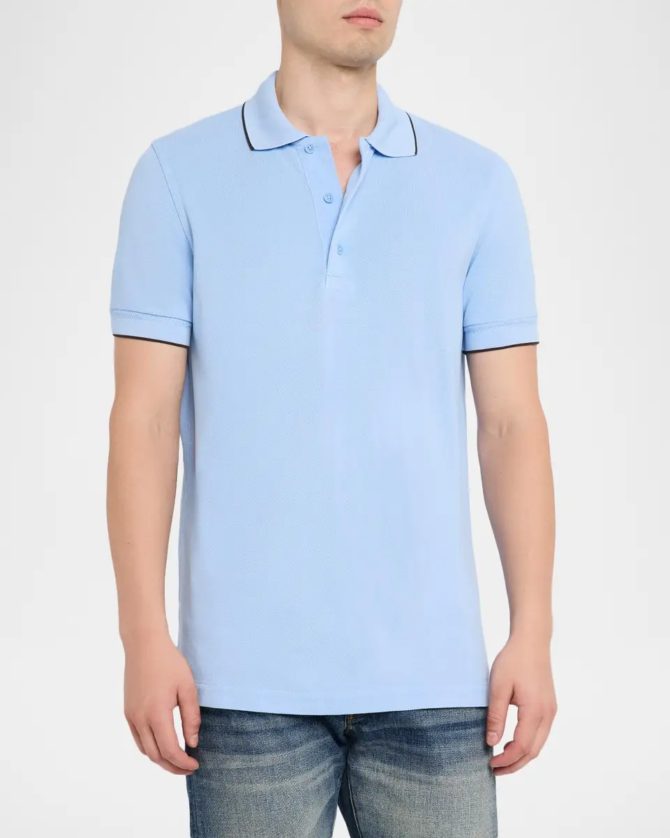 Tom Ford Men's Contrast-Trim Short-Sleeve Polo Shirt | Thumbnail 4