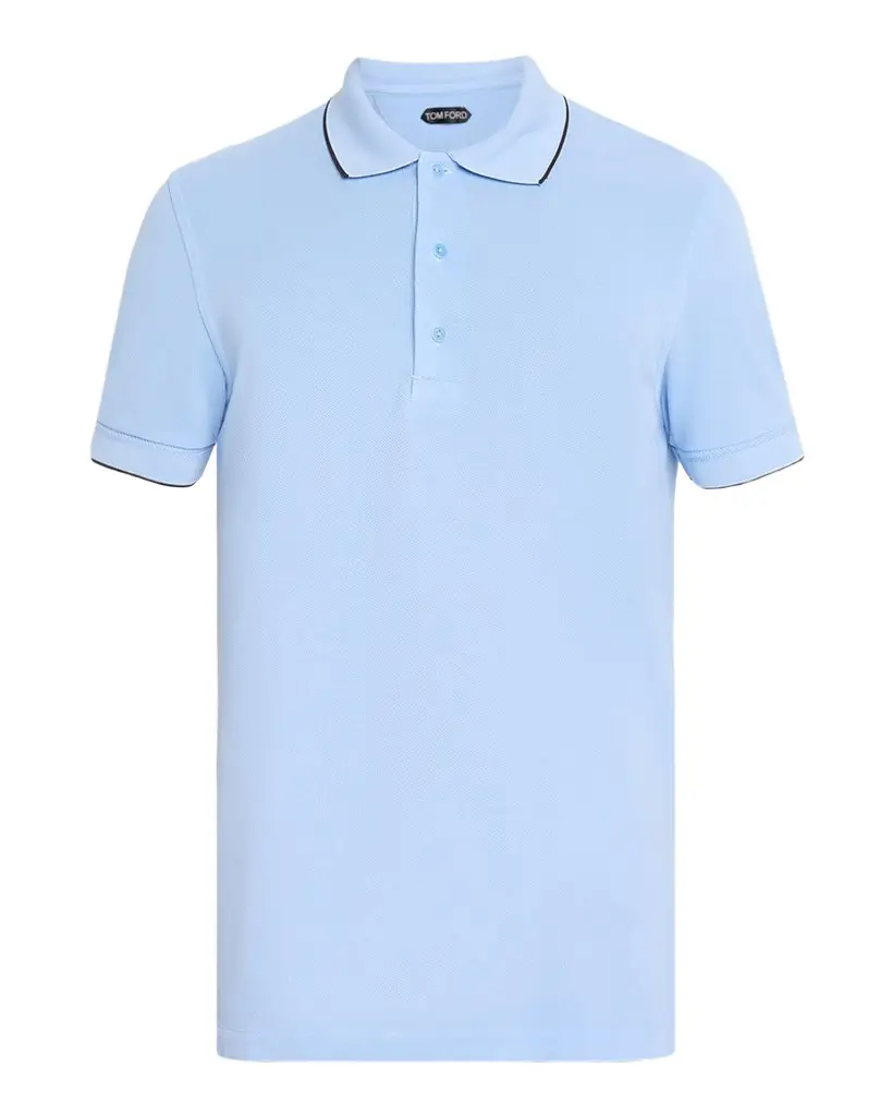 Tom Ford Men's Contrast-Trim Short-Sleeve Polo Shirt | Image 1 Tom Ford Men's Contrast-Trim Short-Sleeve Polo Shirt | Image 1