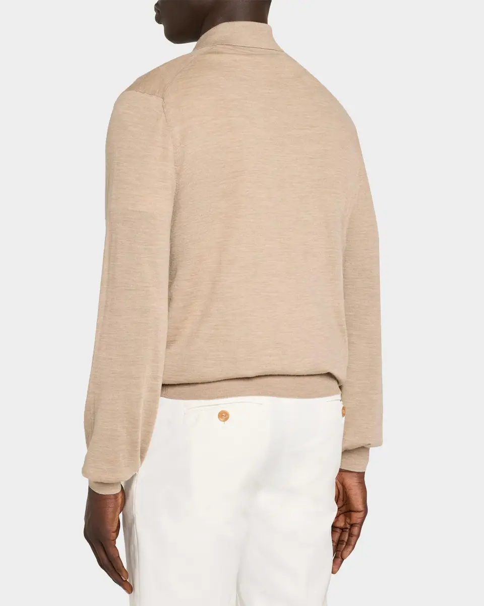 Brunello Cucinelli Men's Wool and Cashmere Polo Sweater | Thumbnail 3
