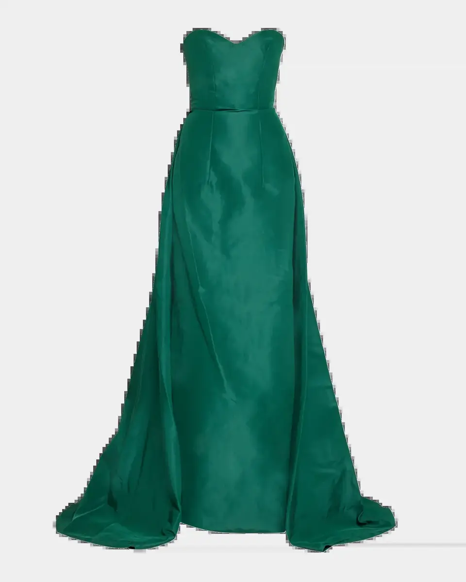 MONIQUE LHUILLIER Strapless Silk Faille Overskirt Gown | Thumbnail 2