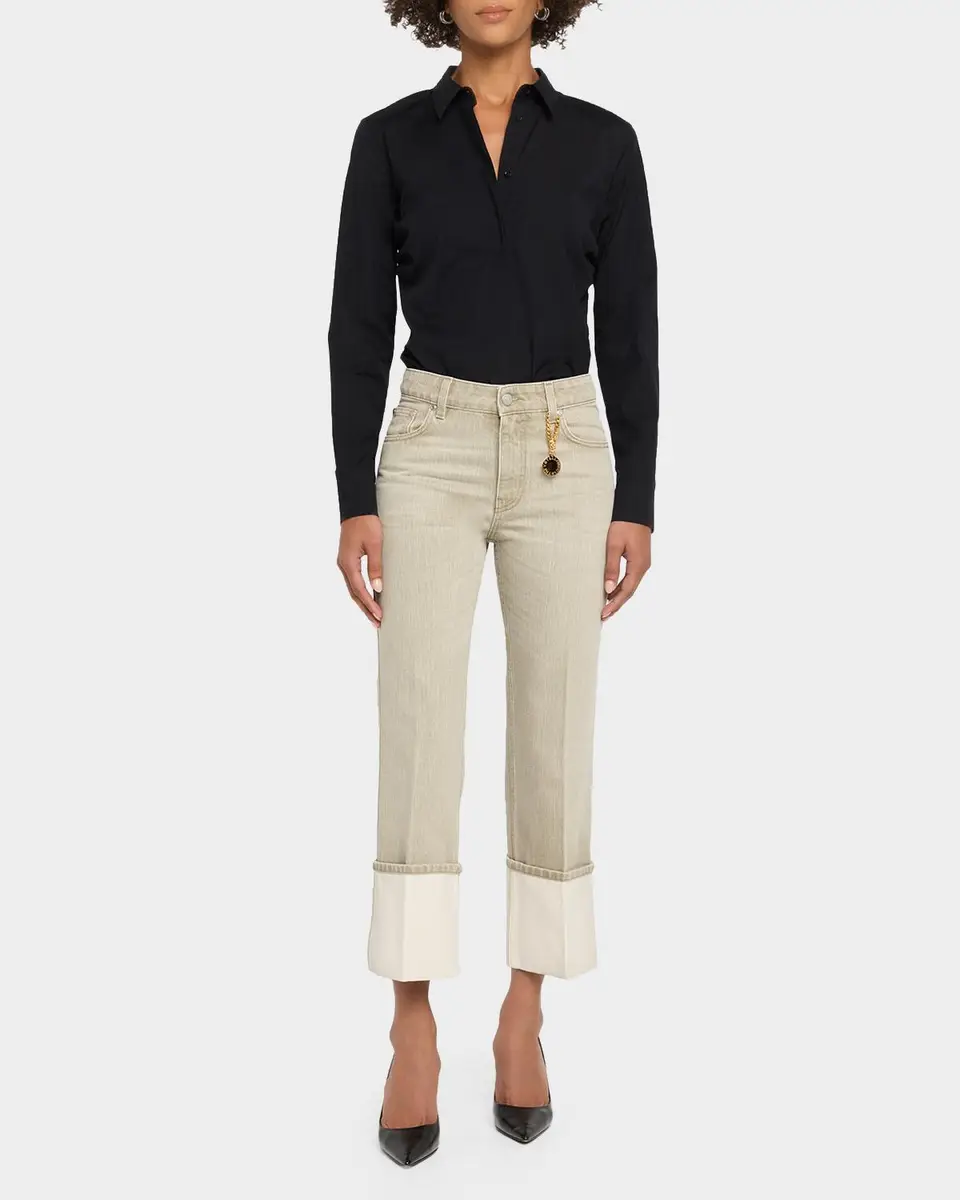 Stella McCartney Mid-Rise Straight-Leg Cuffed Crop Jeans | Thumbnail 2