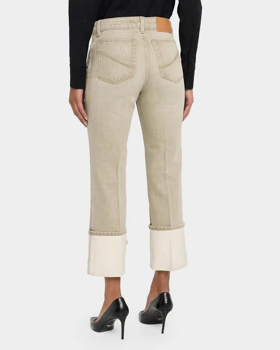 Stella McCartney Mid-Rise Straight-Leg Cuffed Crop Jeans | Thumbnail 3
