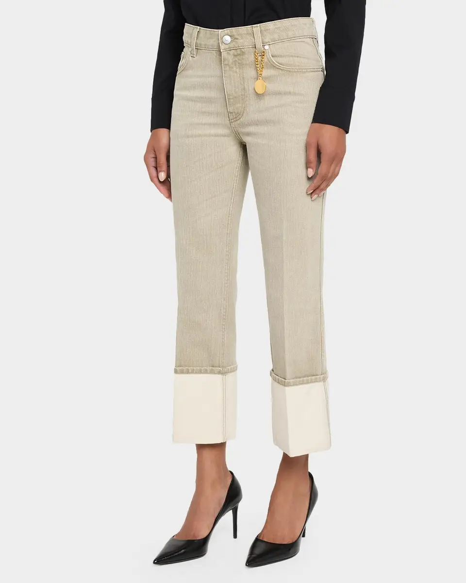 Stella McCartney Mid-Rise Straight-Leg Cuffed Crop Jeans | Thumbnail 4