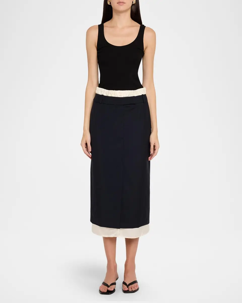 RÓHE Boxer Detail Virgin Wool-Mohair Midi Skirt | Thumbnail 2