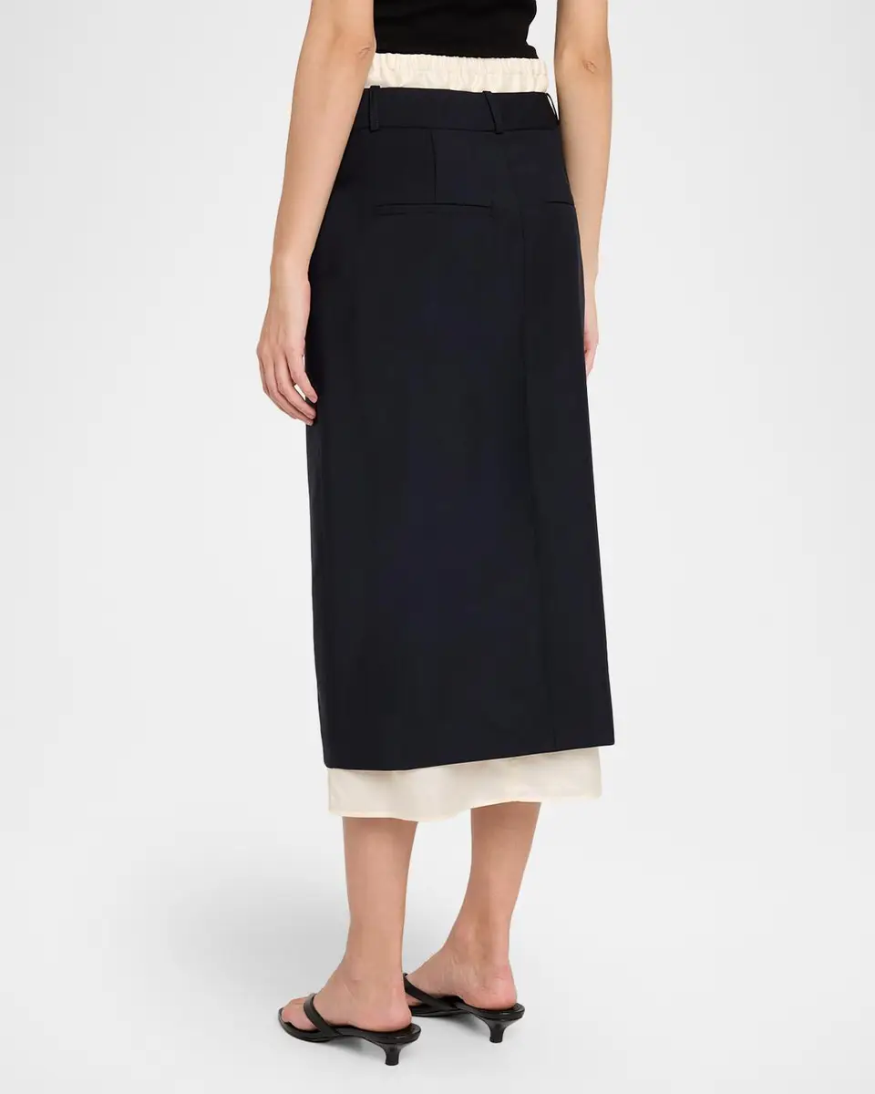 RÓHE Boxer Detail Virgin Wool-Mohair Midi Skirt | Thumbnail 3