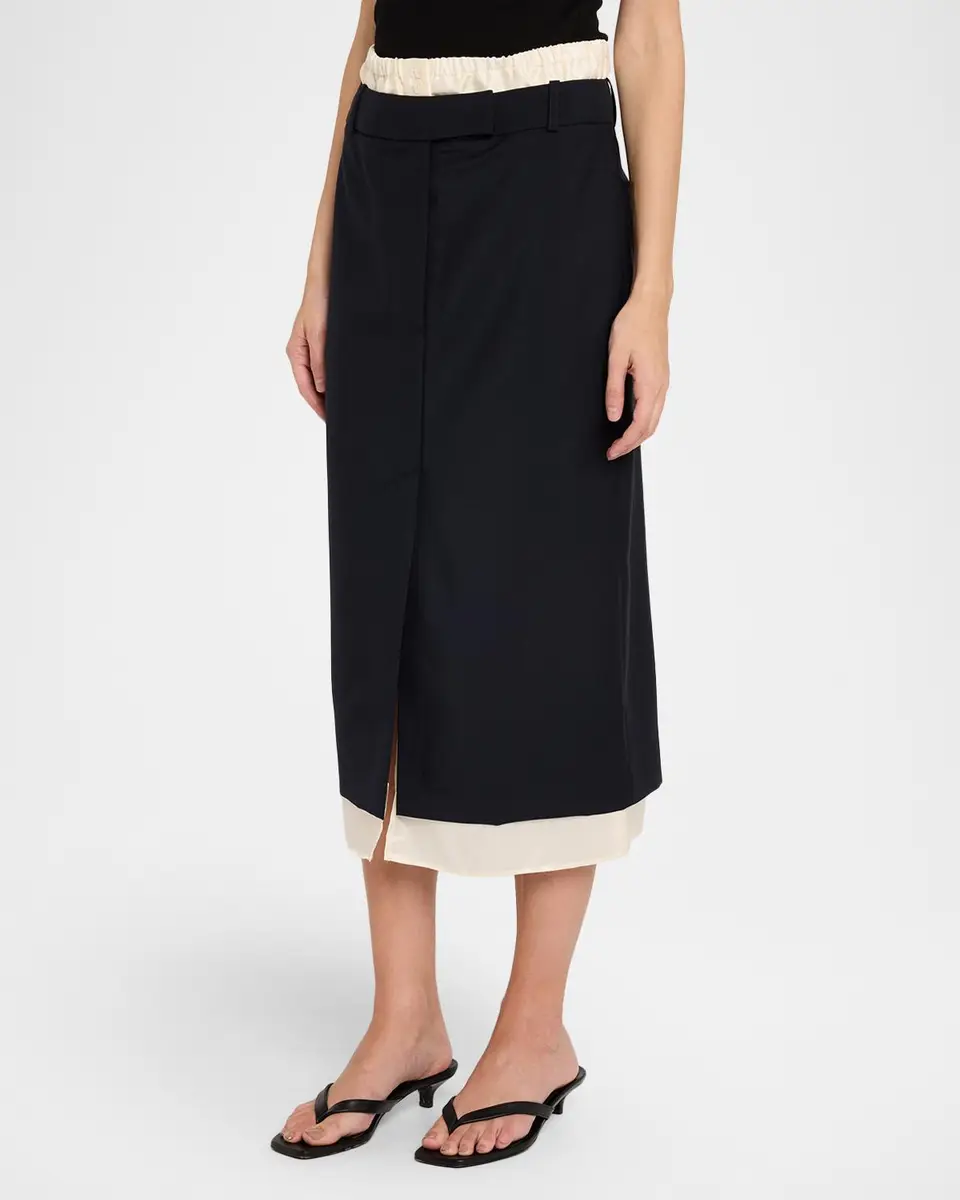 RÓHE Boxer Detail Virgin Wool-Mohair Midi Skirt | Thumbnail 4