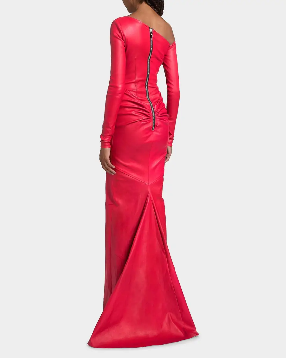 LaQuan Smith Leather Asymmetric Mermaid Gown | Thumbnail 3 LaQuan Smith Leather Asymmetric Mermaid Gown | Thumbnail 3